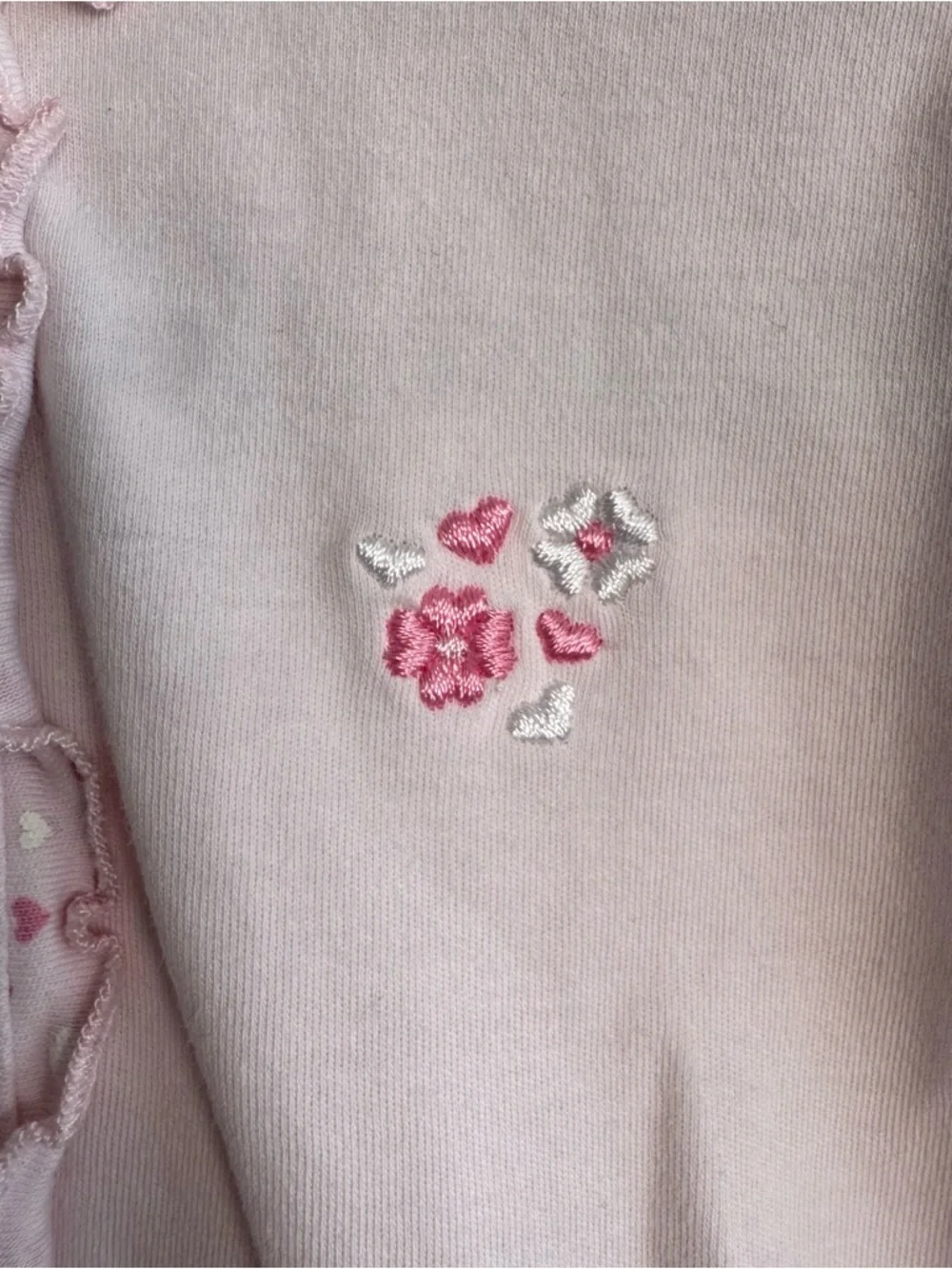 Kissy Kissy Baby‎ Girl Pink Pima Cotton Flower Heart Footed Sleeper 0-3 Months